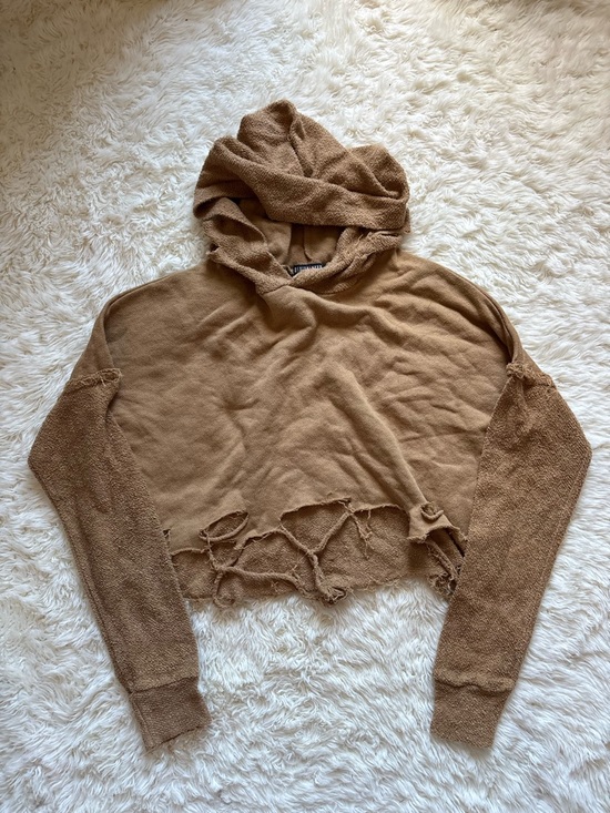 Fashion Nova Tops - Fashion Nova Camel Brown Textured Hoodie